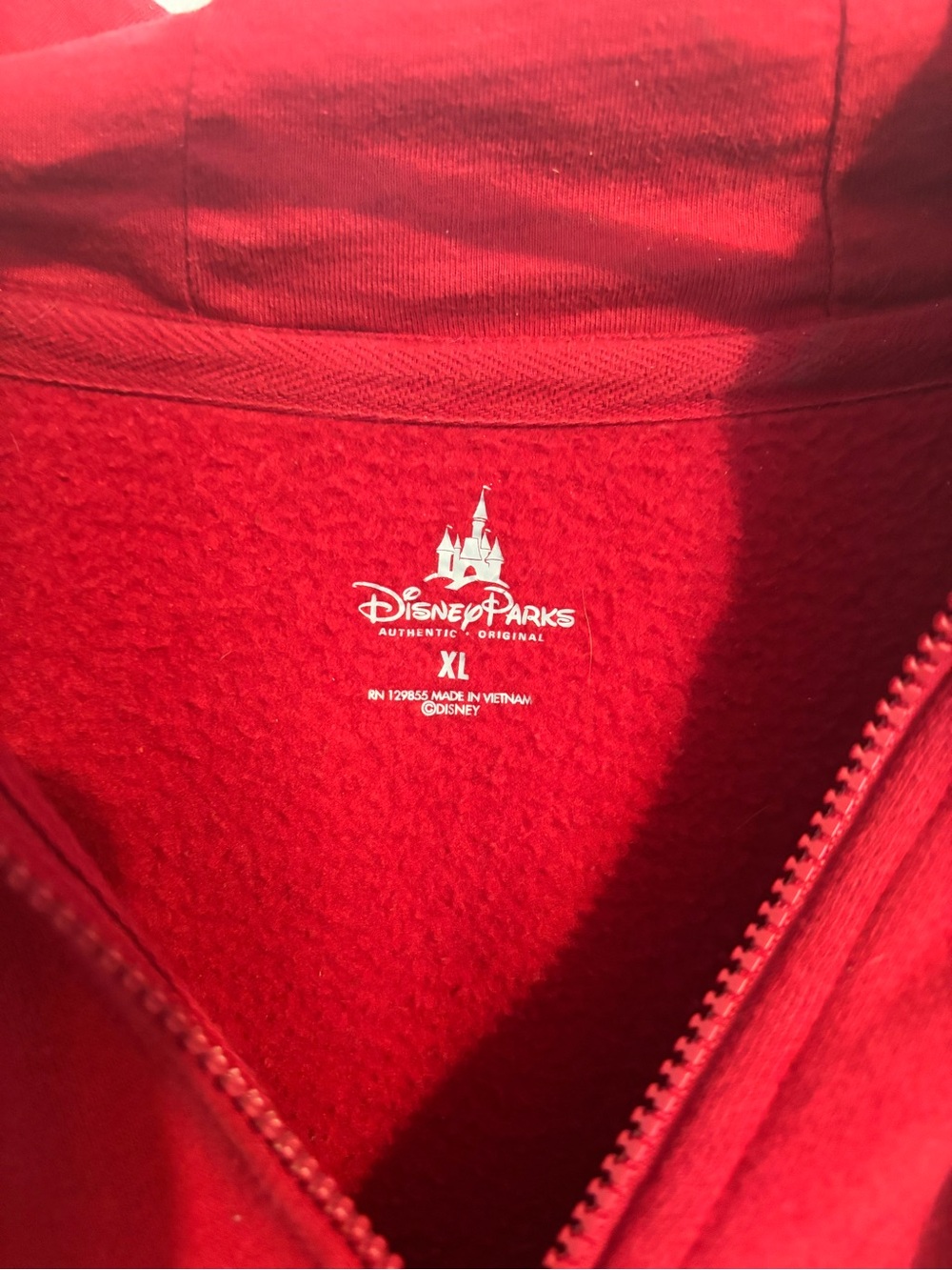 Disney Parks Red Full-Zip Hoodie with White Logo - Picture 3 of 3